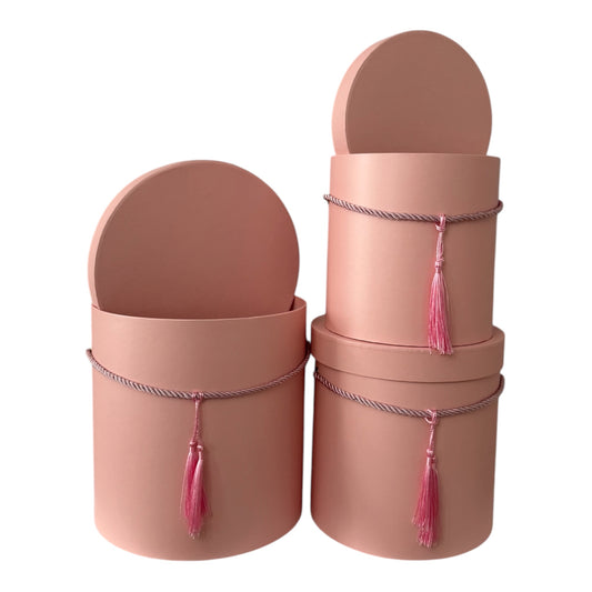 3pc Set Pink Tassel Flower Box