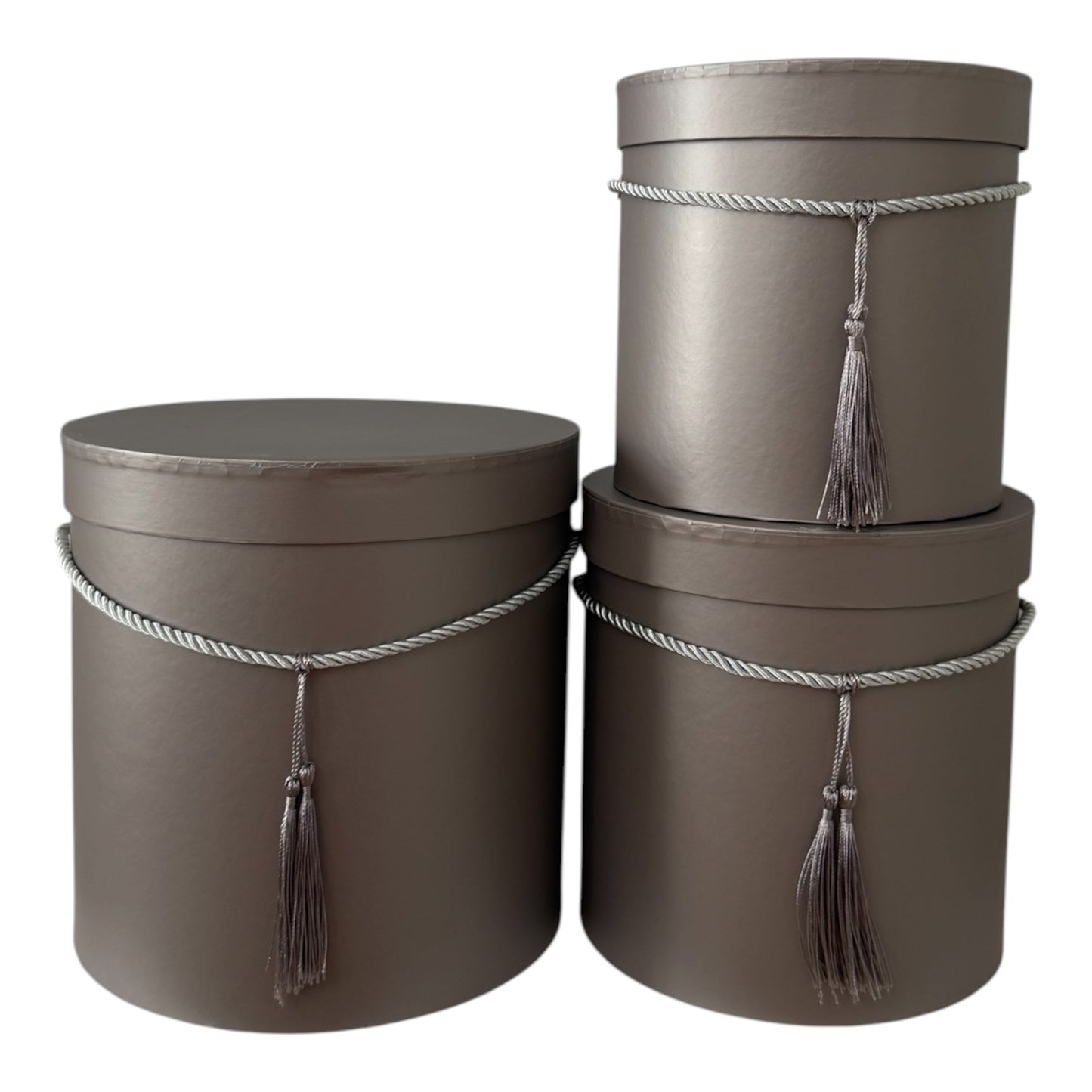 3pc Set Grey  Tassel Flower Box
