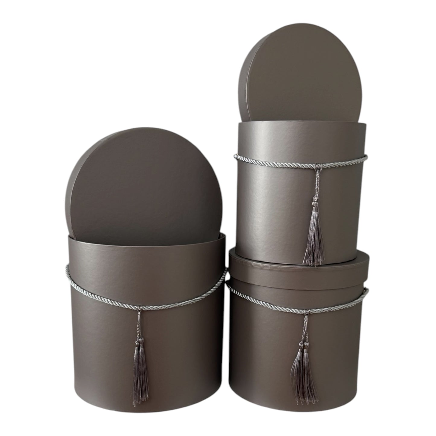 3pc Set Grey  Tassel Flower Box