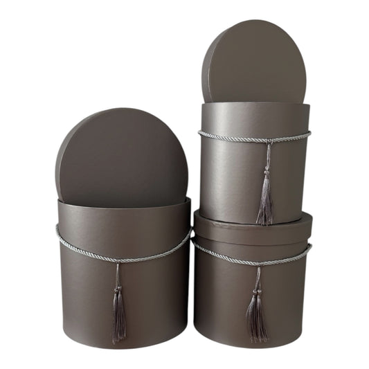 3pc Set Grey  Tassel Flower Box